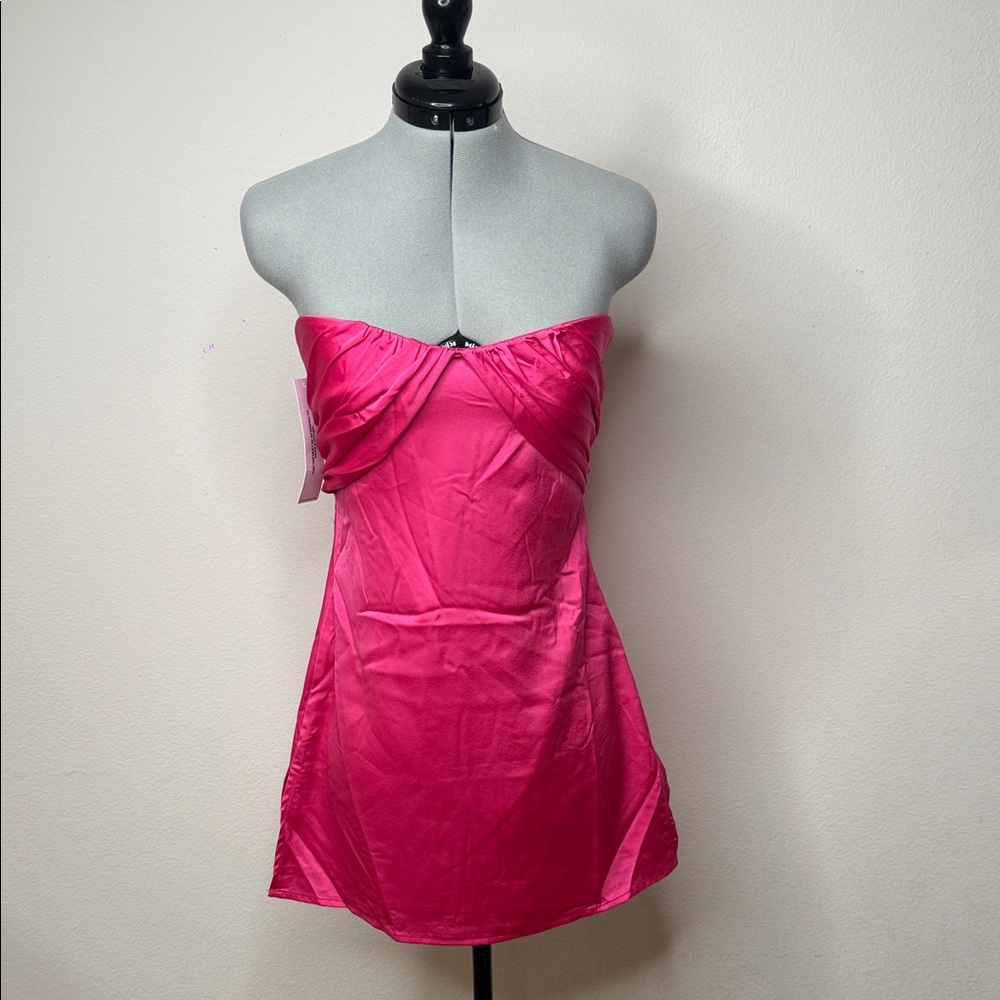 Princess Polly Pink Satin Strapless Mini Dress 4 Coquette
